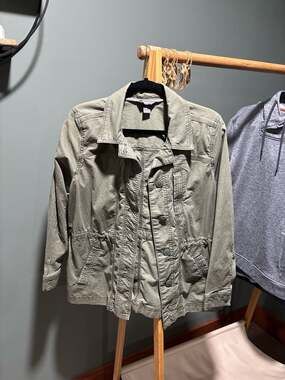 Eddie Bauer Women's Petite Large Olive Green Utility Field Jacket